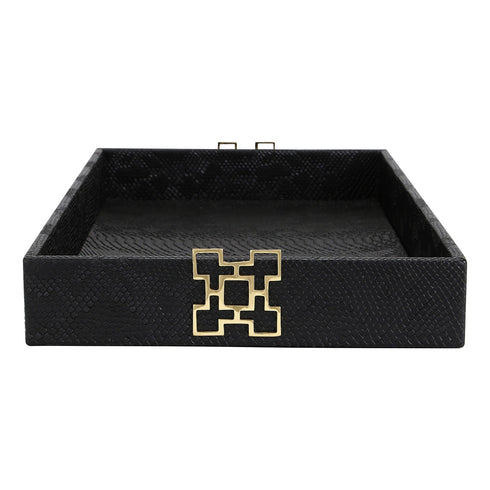Black Croc Leather Tray Geo
